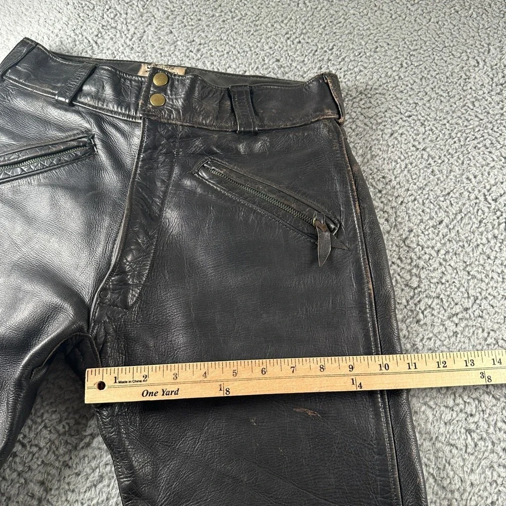 Vintage Langlitz Leathers Motorcycle Pants Mens 30 Black Conmatic Zip Biker 50's